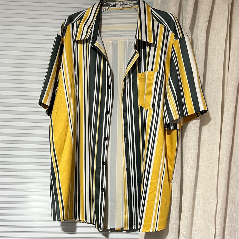 Bold Striped Yellow and Black Men's Casual Shirt